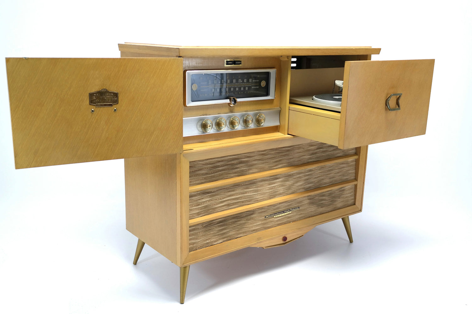 Mid Century Modern RCA STEREO CONSOLE - 50's - Mid Century RCA Record Player - Bluetooth - AM FM The Vintedge Co.