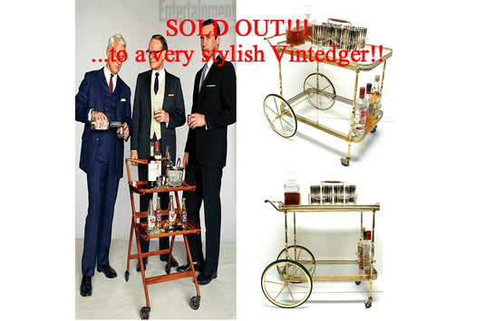 SOLD - MCM Brass Bar Cart The Vintedge Co.