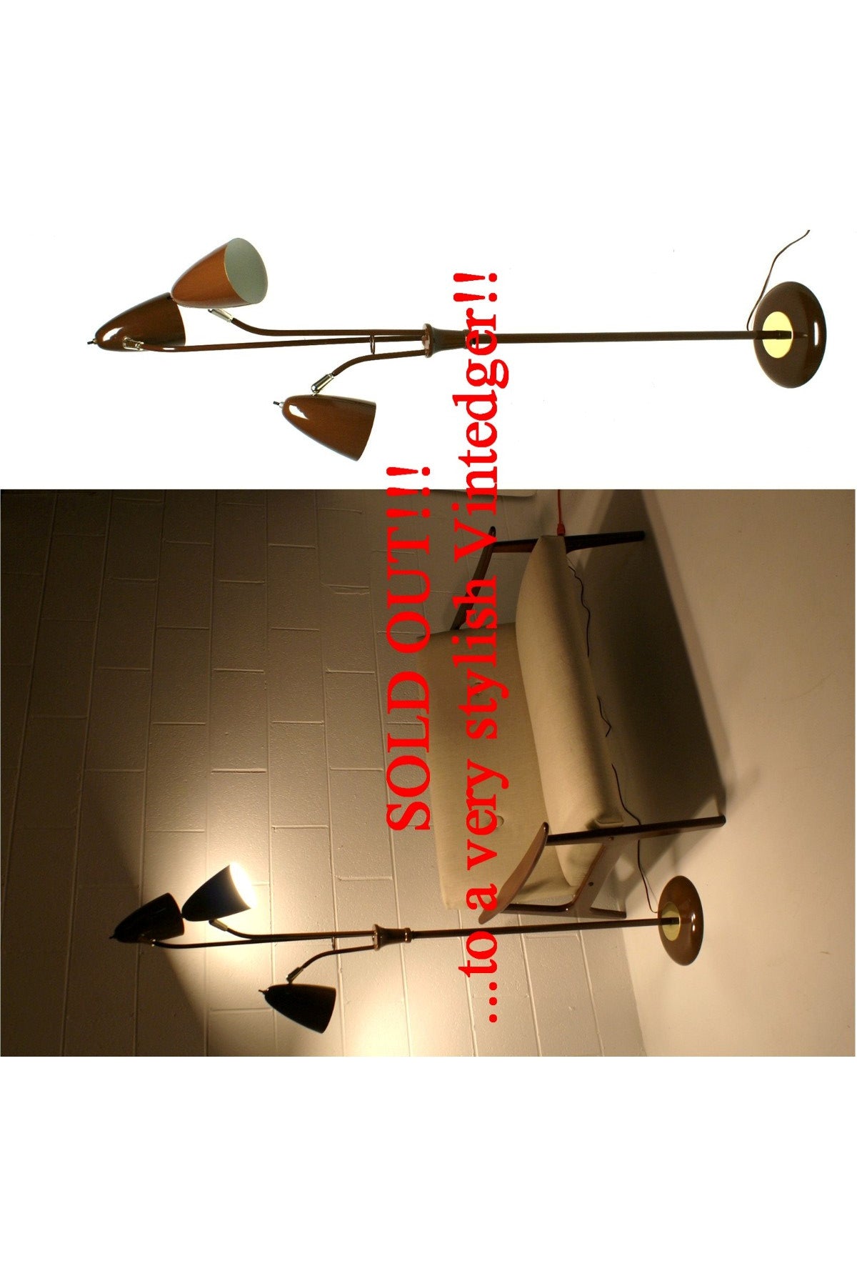 SOLD - MCM Metal Floor Lamp The Vintedge Co.