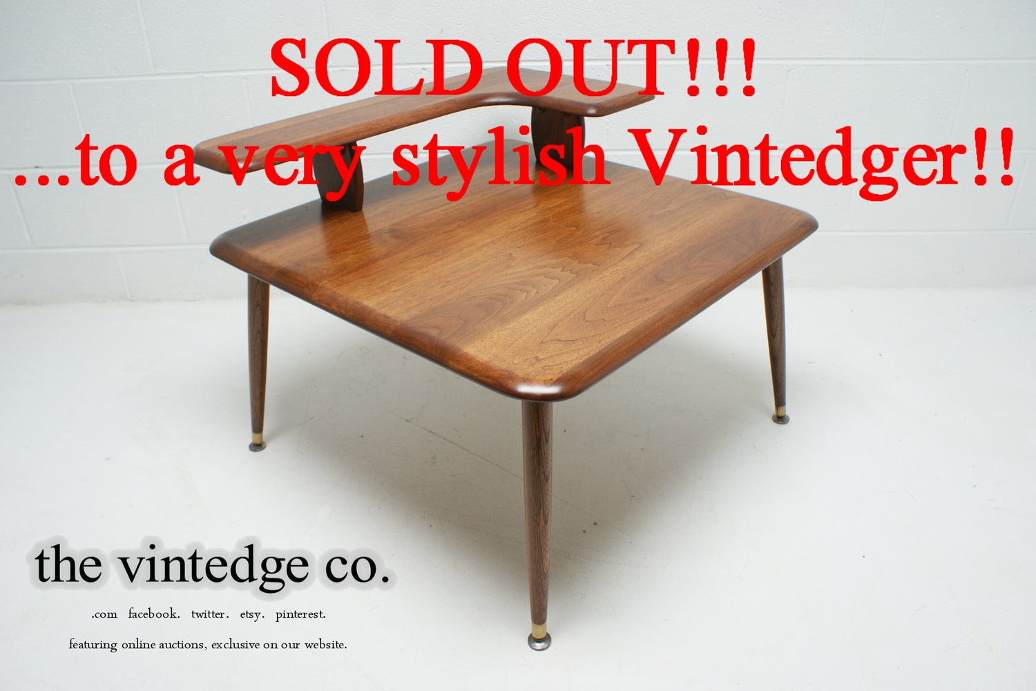 SOLD - 1960's Mid Century Corner Table The Vintedge Co.