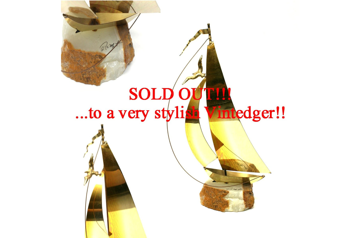 SOLD - MCM Brass Sailboat C.Jere The Vintedge Co.
