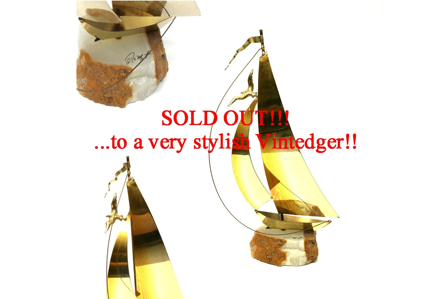 SOLD - MCM Brass Sailboat C.Jere The Vintedge Co.