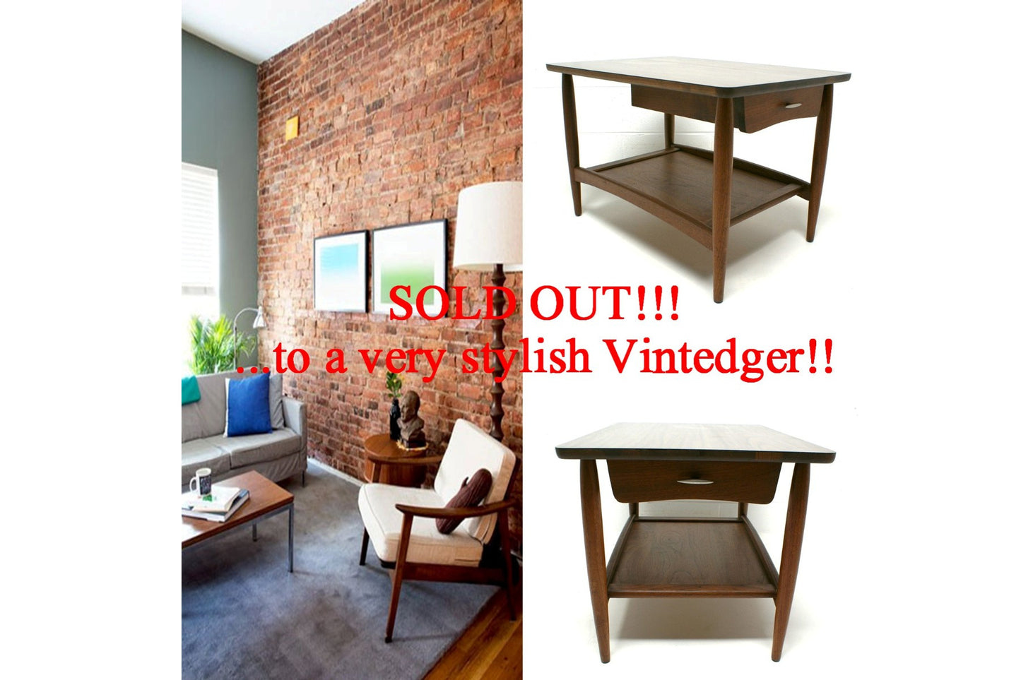 SOLD - 1960's Mid Century Side Table The Vintedge Co.