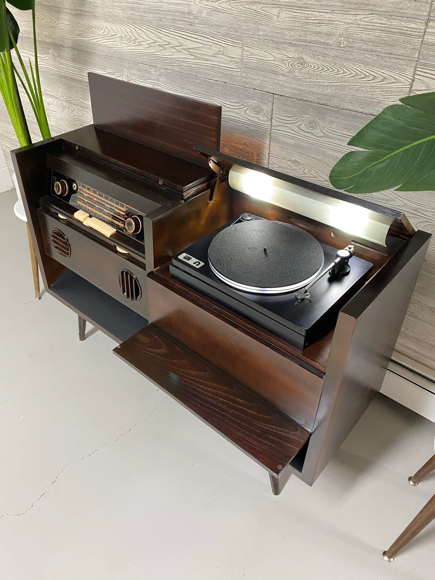 **SOLD OUT**  GRUNDIG Mid Century Vintage UTurn Orbit Turntable Hi Fi Console The Vintedge Co.