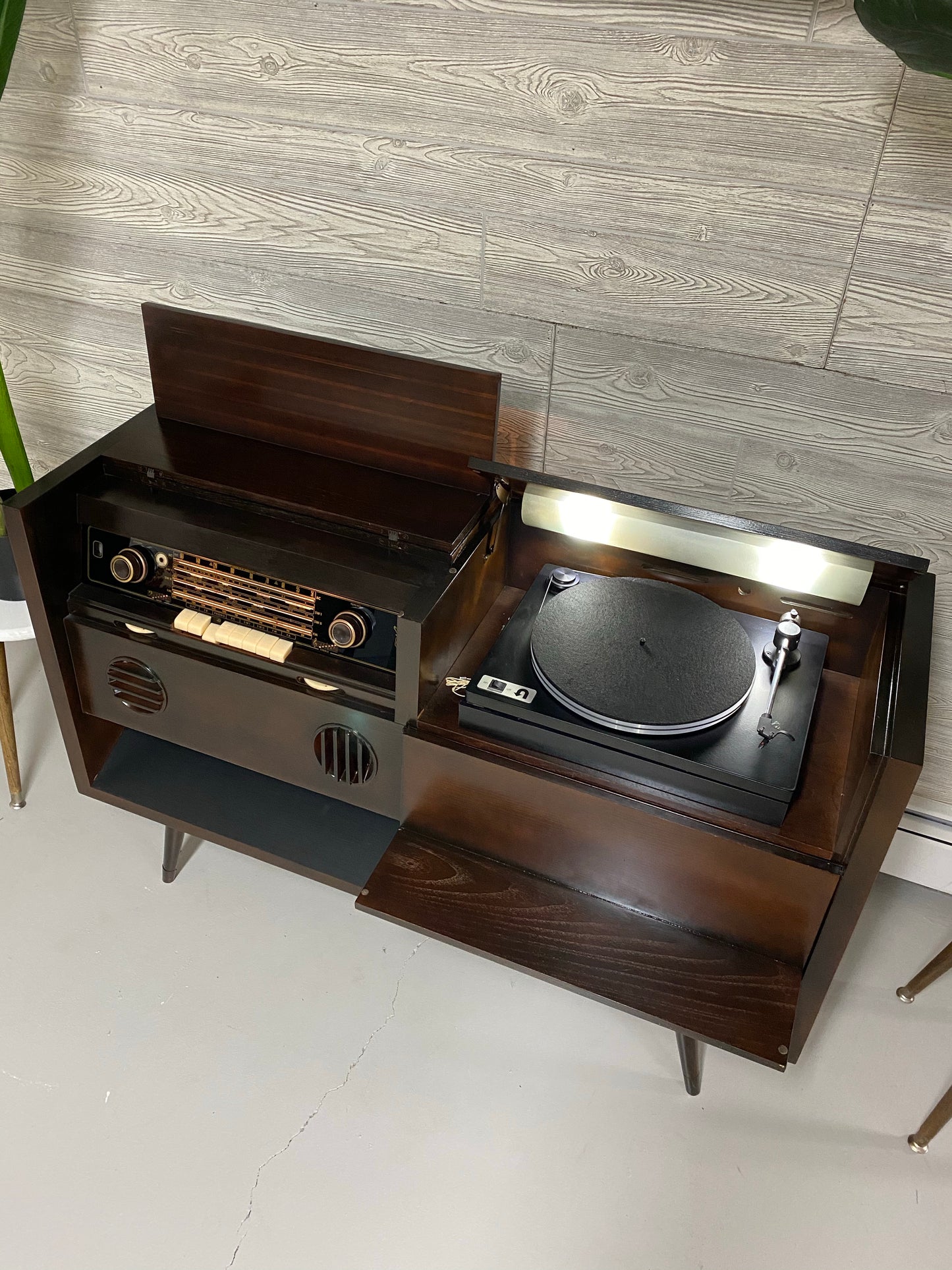 **SOLD OUT**  GRUNDIG Mid Century Vintage UTurn Orbit Turntable Hi Fi Console The Vintedge Co.