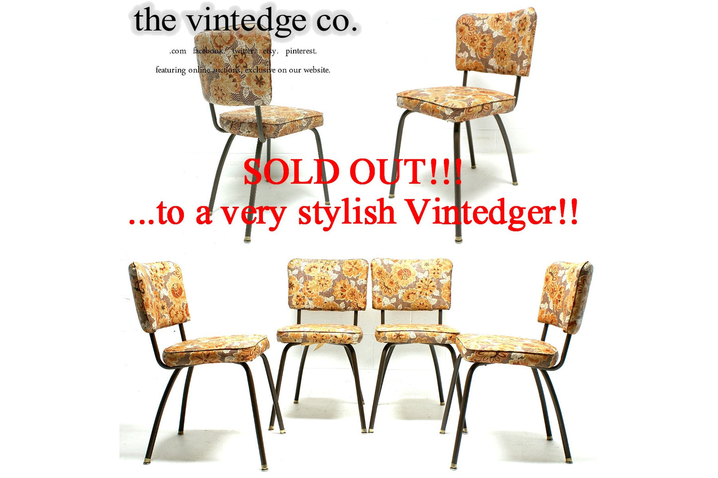 SOLD - 1960's Mid Century Kitchen Chairs S/4 The Vintedge Co.