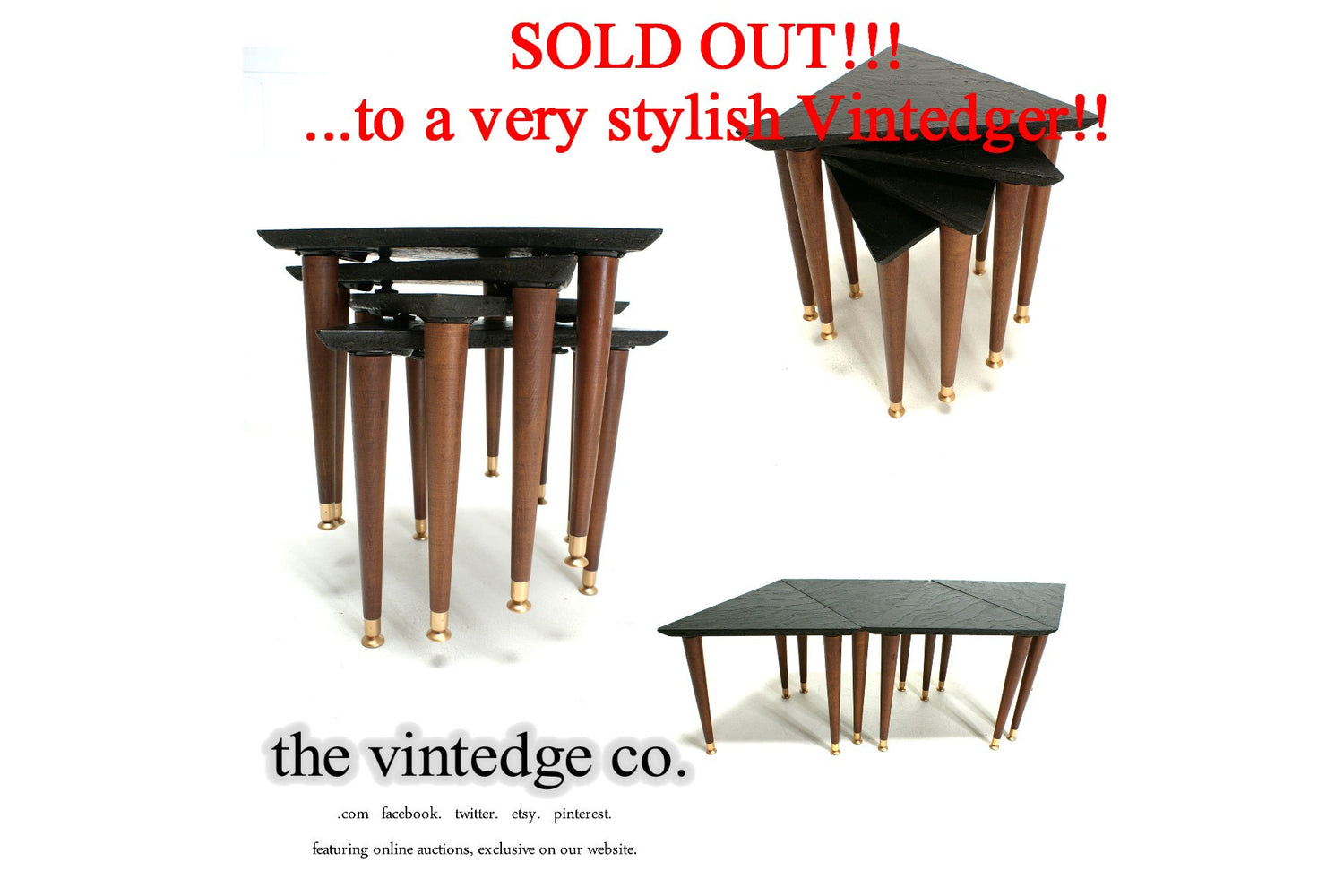 SOLD - 1950's Mid Century Nesting Tables S/4 The Vintedge Co.