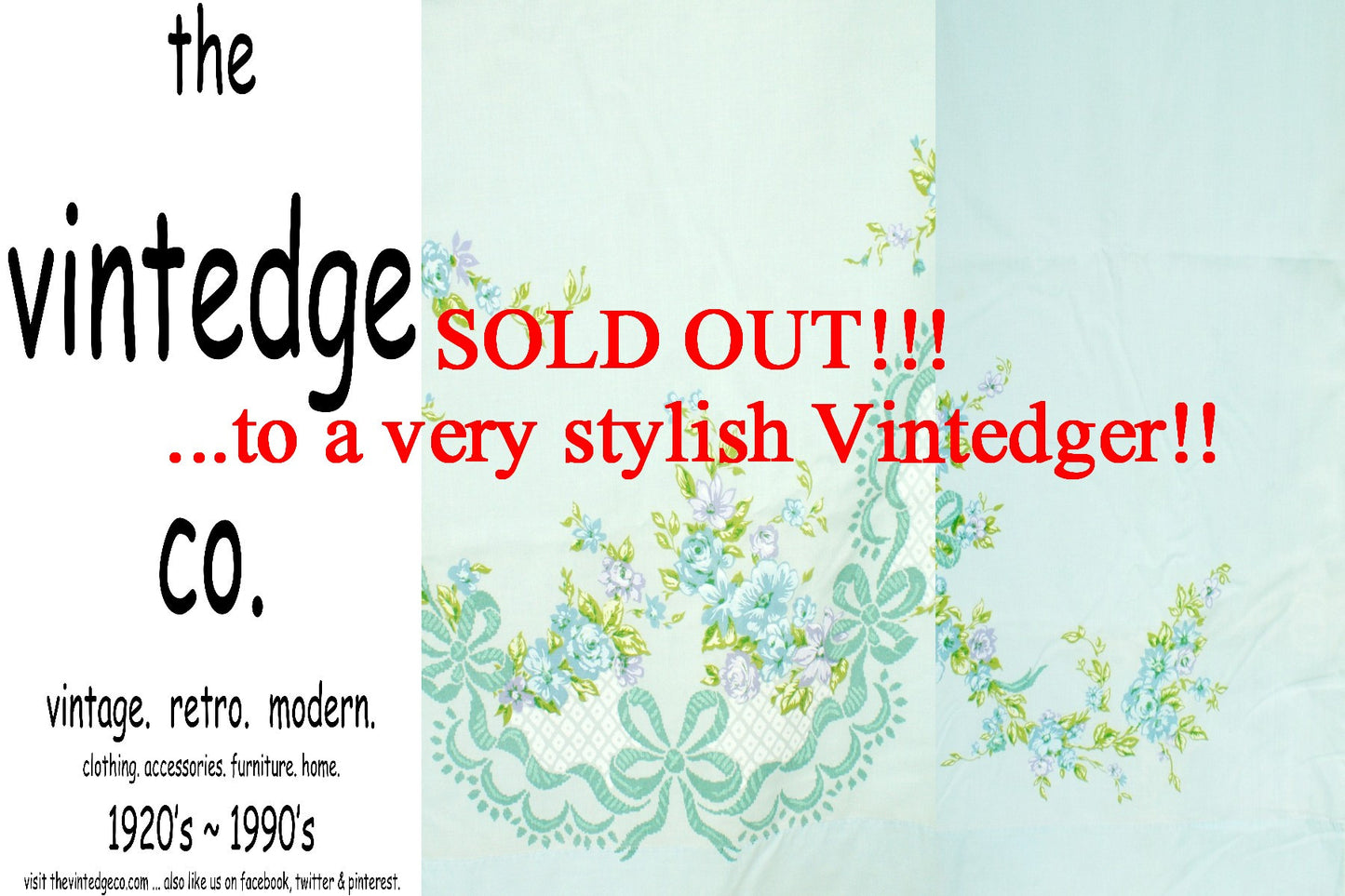SOLD - Vintage Linen Blue Sheets The Vintedge Co.
