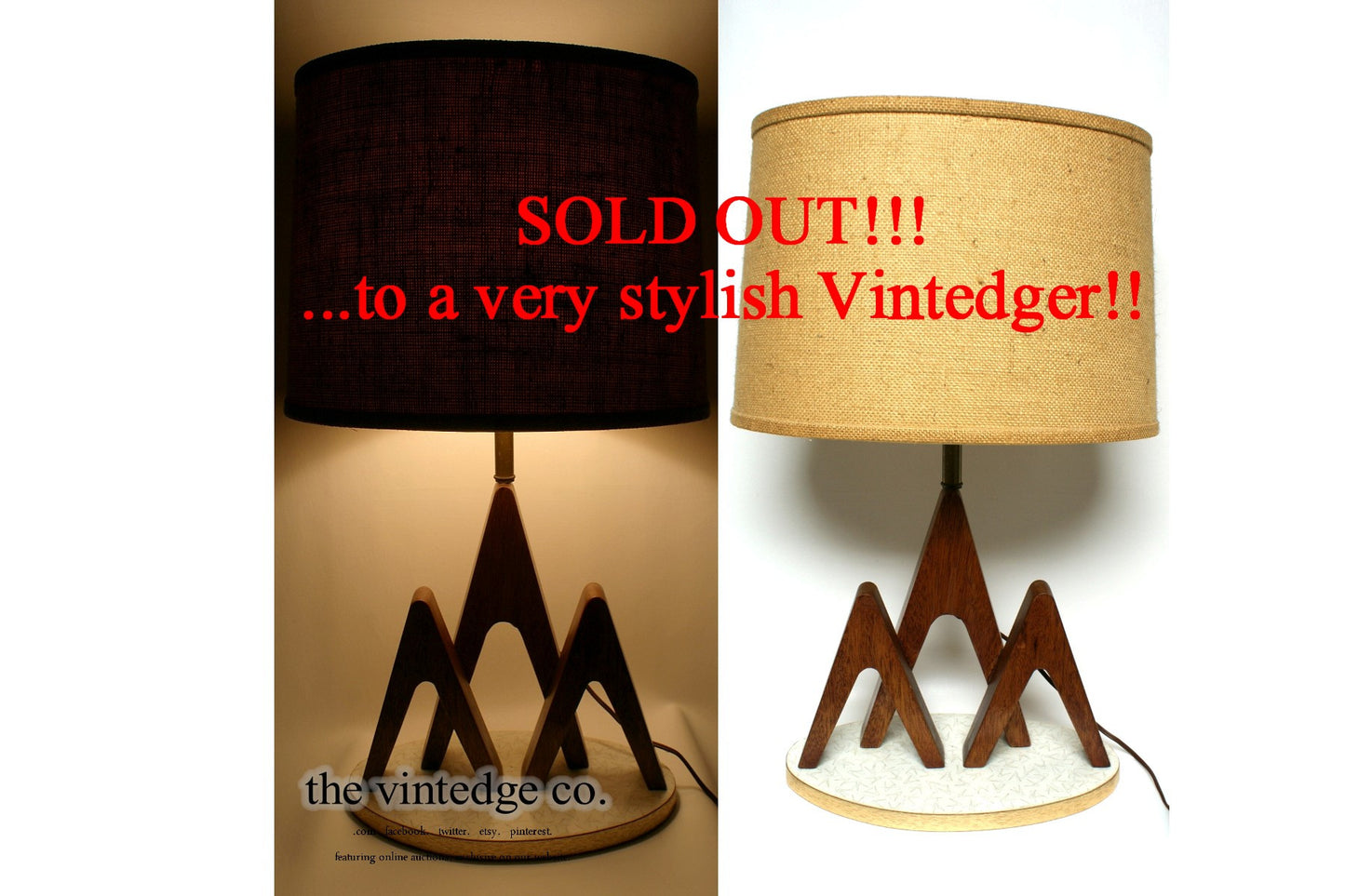 SOLD - MCM 60's Teak Table Lamp The Vintedge Co.