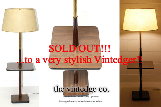 SOLD - Mid Century Teak Floor Lamp The Vintedge Co.