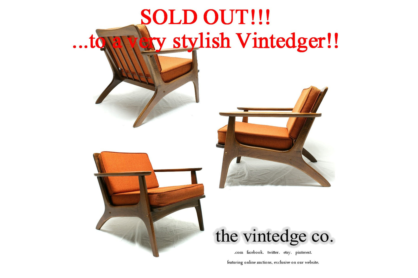 SOLD - 60's Mid Century Orange Lounge Chair The Vintedge Co.
