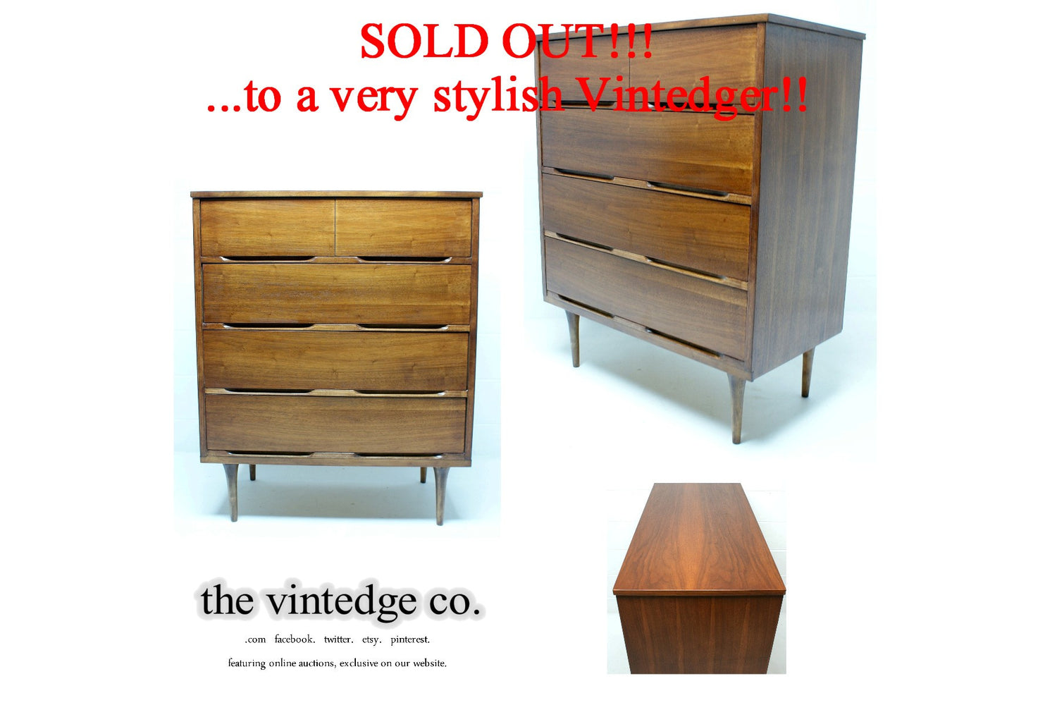 SOLD - 1960's Mid Century Modern Chest Of Drawers The Vintedge Co.
