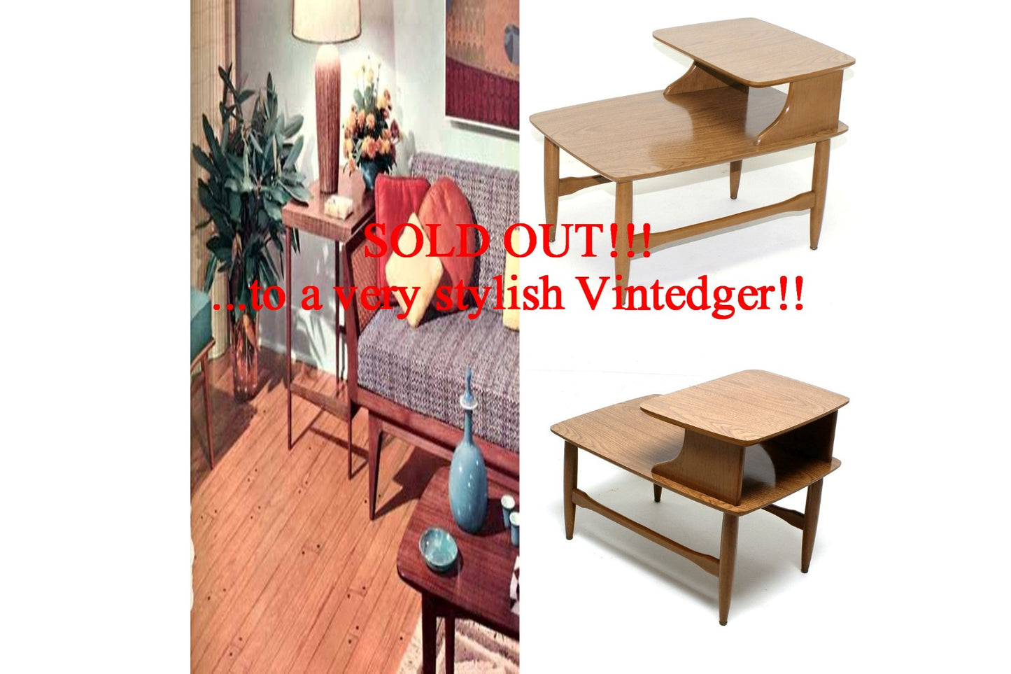 SOLD - 1960's MCM Laminate Side Table The Vintedge Co.