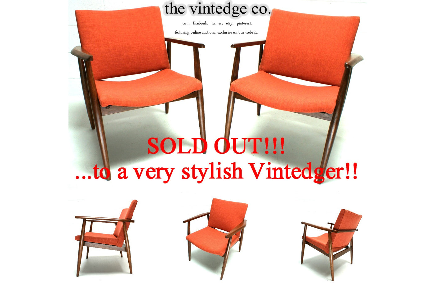 SOLD - 60's Danish Modern Orange Side Chair The Vintedge Co.