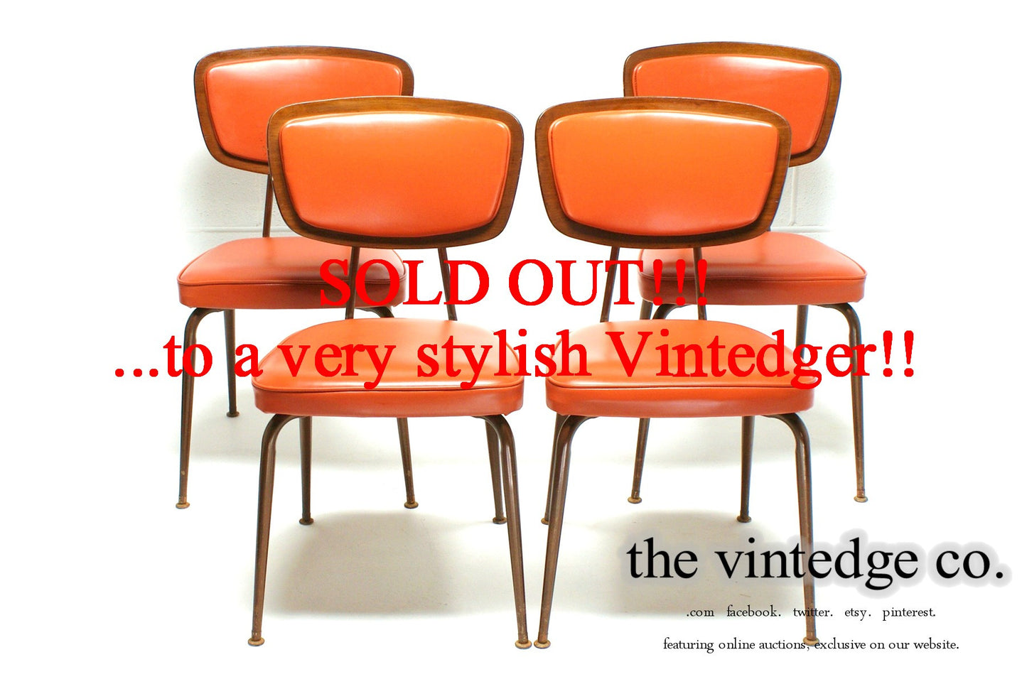 SOLD - 60's Danish Modern Orange Teak Chairs S/4 The Vintedge Co.