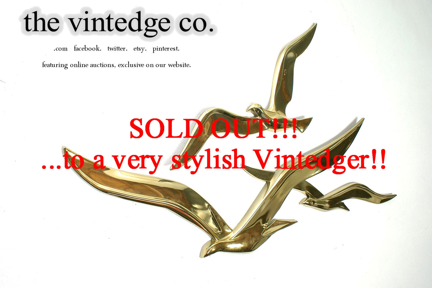 SOLD - MCM 60's Brass Metal Seagulls The Vintedge Co.