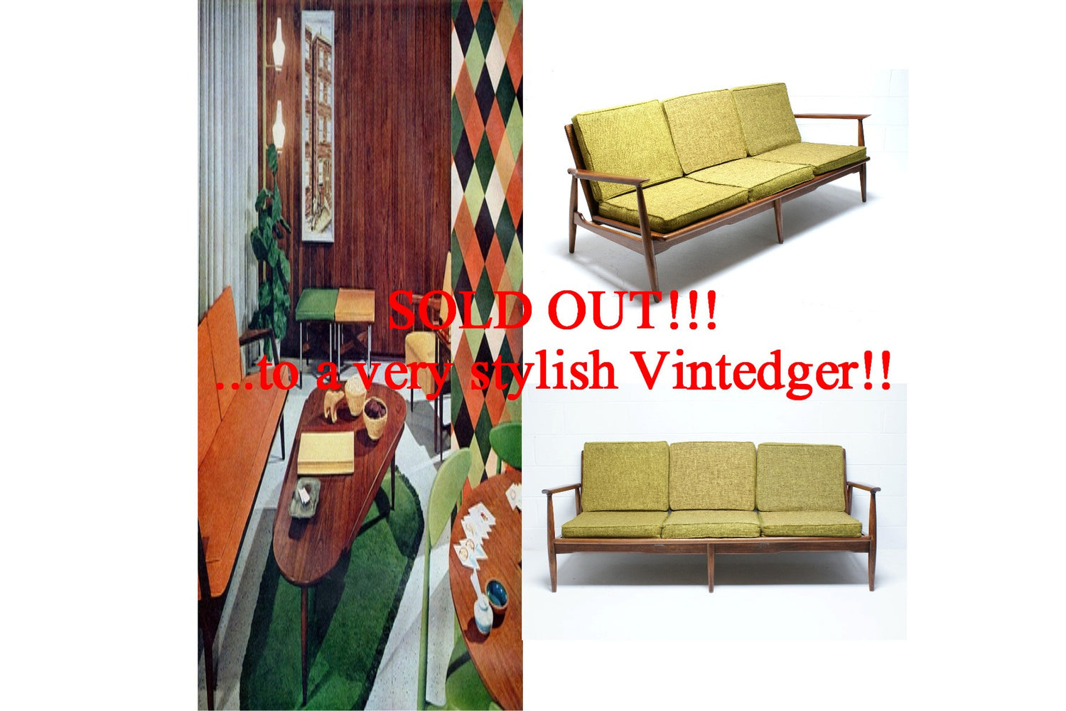 SOLD - 60's Mid Century Danish Sofa The Vintedge Co.