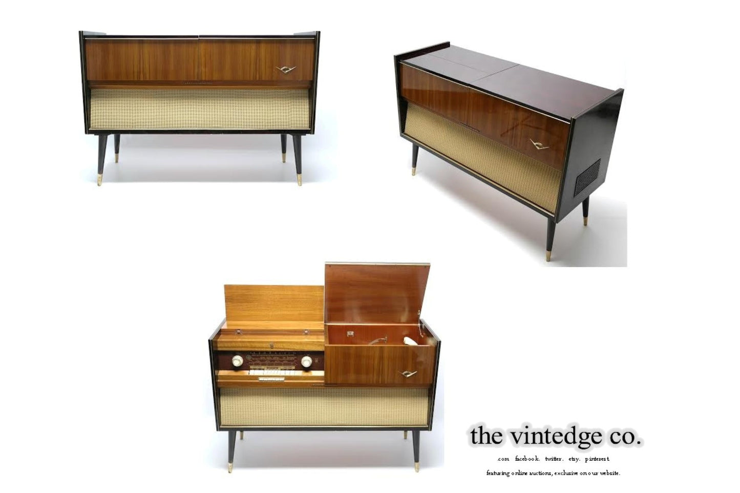 SOLD - MCM STEREO - 60's - Mid Century Grundig Record Player - Bluetooth iPod iPhone Android Input AM/FM Tuner The Vintedge Co.
