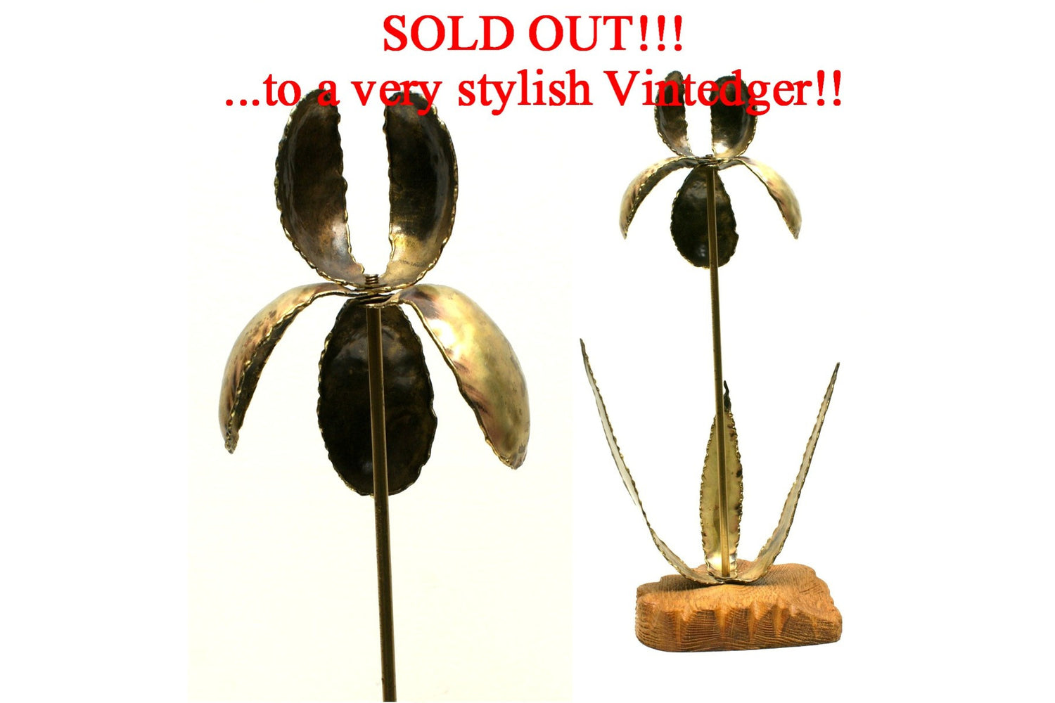 SOLD - MCM Brass Decor Metal Flower The Vintedge Co.