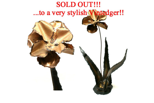 SOLD - MCM Brass Decor Lotus Metal Flower The Vintedge Co.