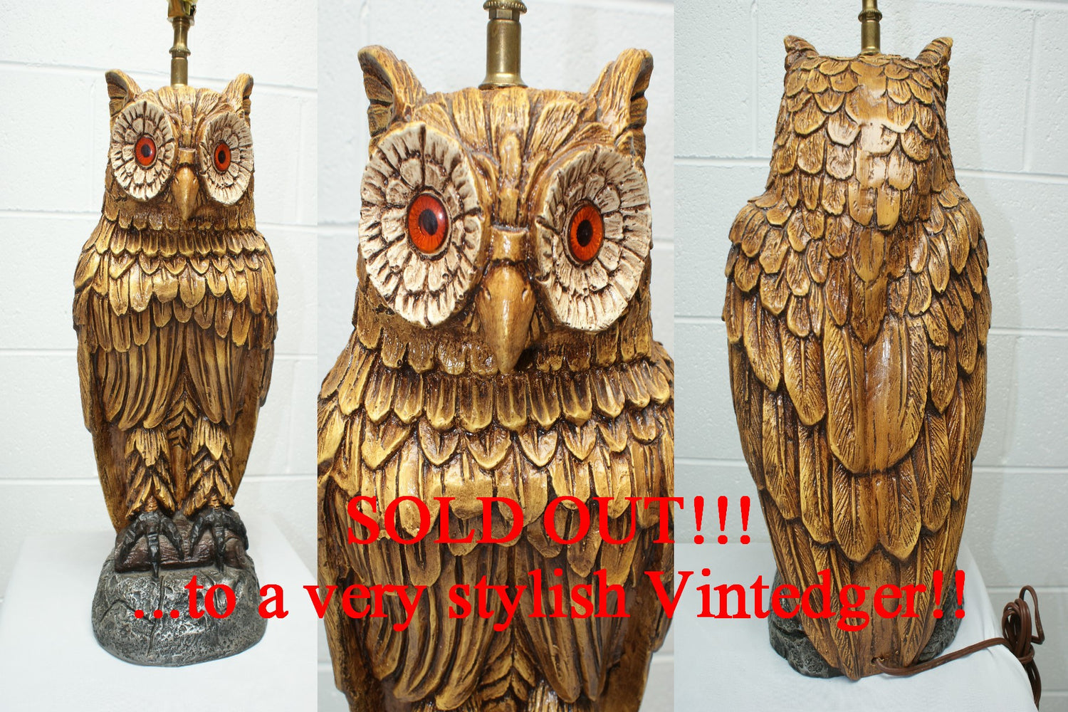 SOLD - Vintage Owl Lamp The Vintedge Co.