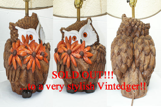 SOLD - Vintage Owl Lamp The Vintedge Co.