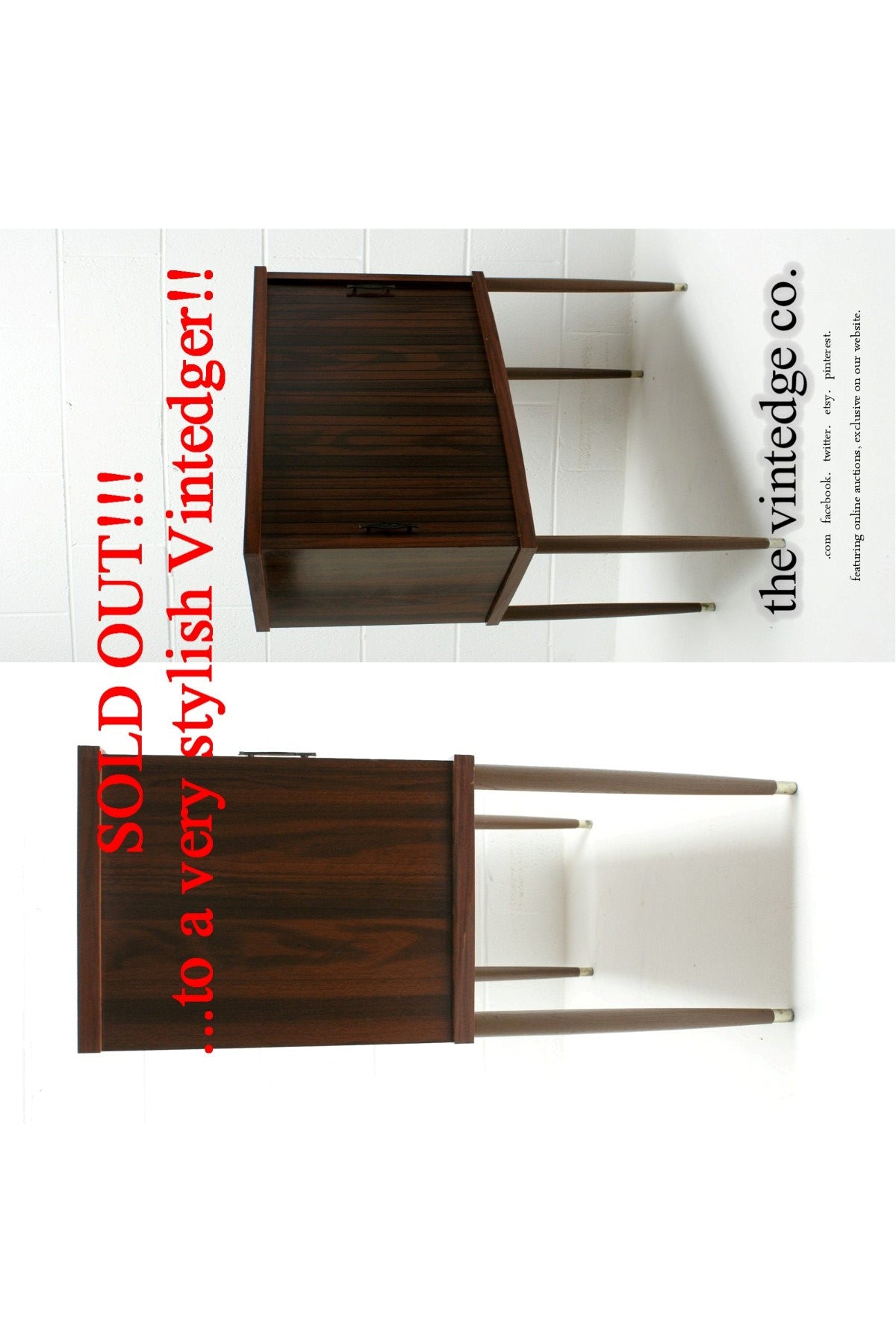 SOLD - 1950's MCM Side Table Cabinet The Vintedge Co.