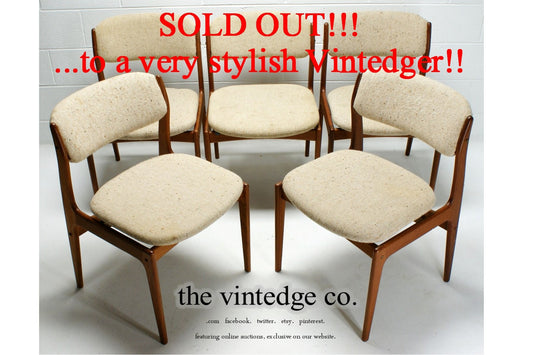 SOLD - 60's Danish Modern Teak Chairs S/5 The Vintedge Co.