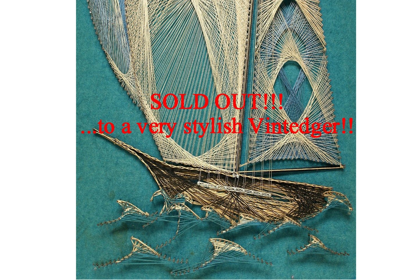 SOLD - MCM 60's String Art Boat The Vintedge Co.
