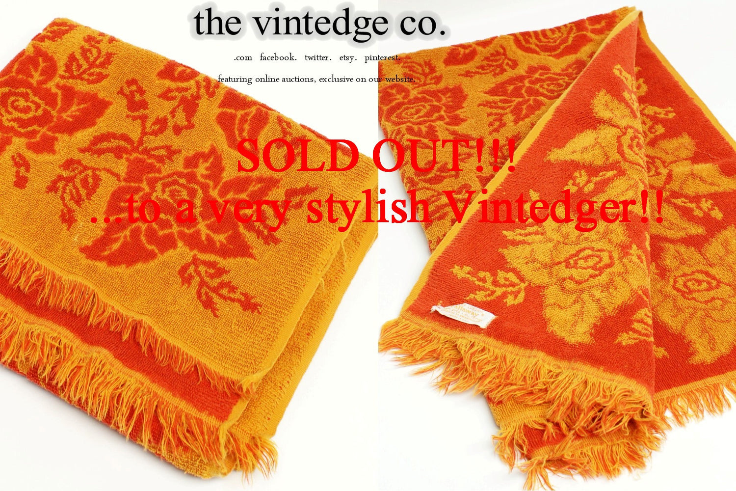 SOLD - Vintage Towel Yellow Orange The Vintedge Co.
