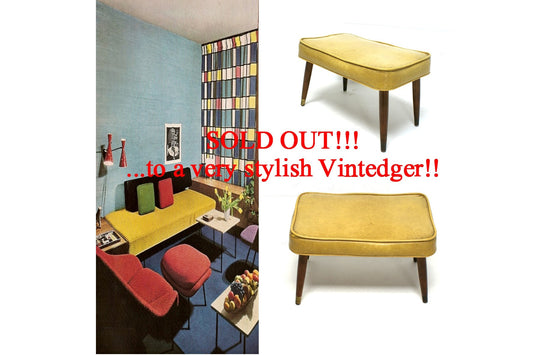 SOLD - 60's MCM Yellow Ottoman The Vintedge Co.