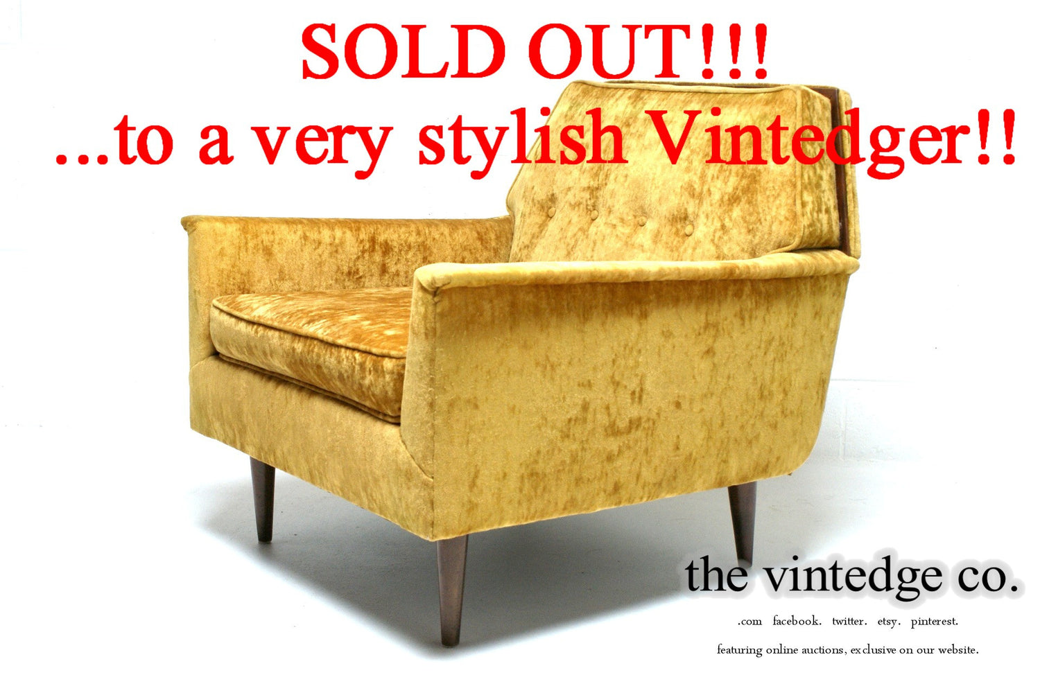 SOLD - 60's MCM Yellow Sofa Chair The Vintedge Co.